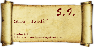 Stier Izsó névjegykártya